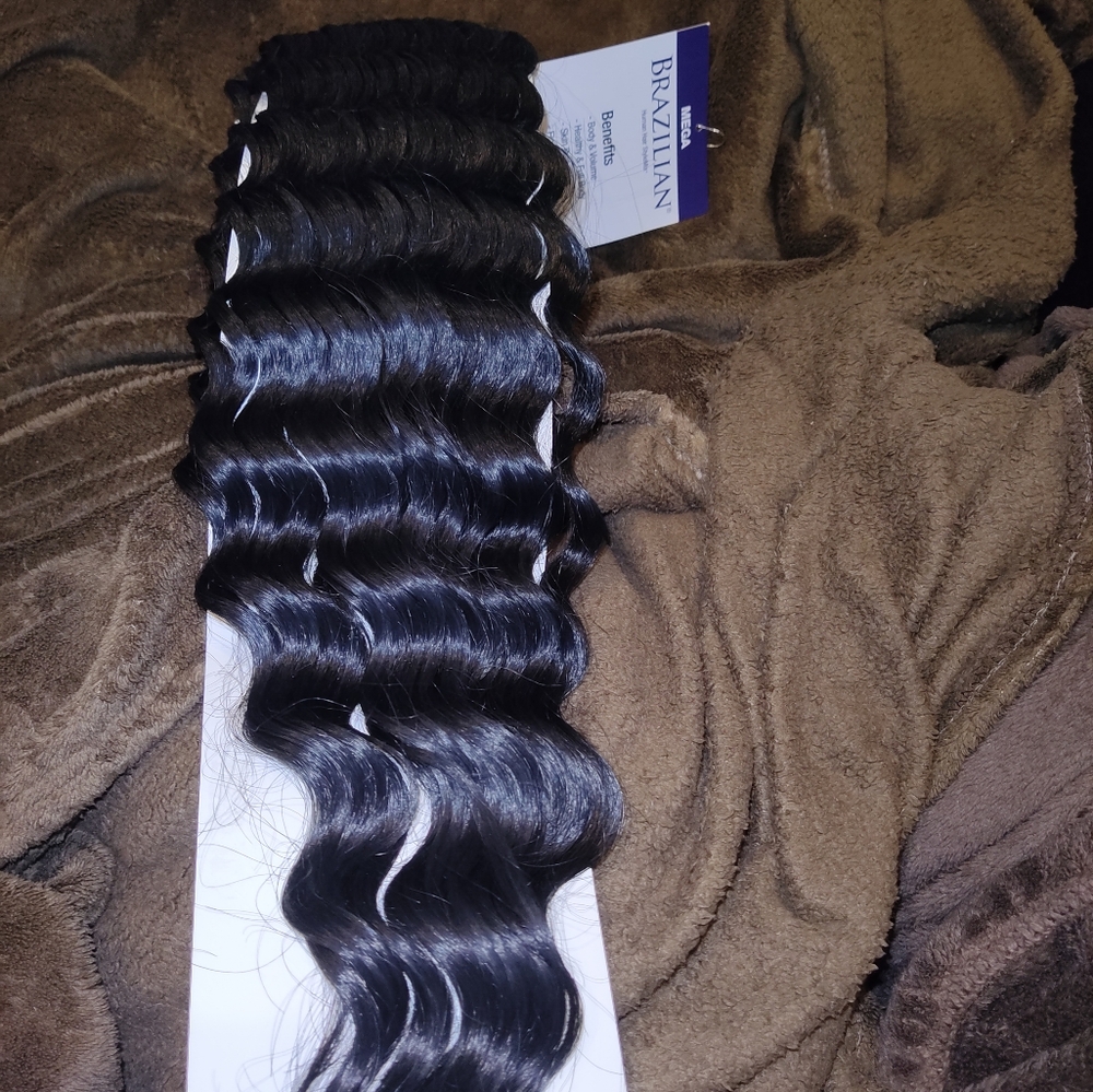 3 Packs Brazilian Human Synthetic Blend Wave 30" Jet Black Long Hair Extensions - Picture 6 of 8